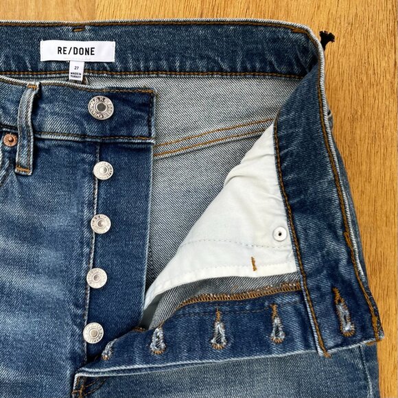 RE/DONE 70s STOVE PIPE HIGH RISE BUTTON FLY JEANS WOMEN’S sz 27 Denim NEW - Picture 3 of 15